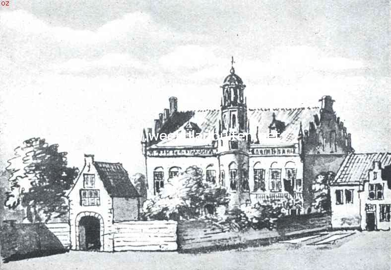 De Handboogsdoelen omstreeks 1650. Naar een sepia-teekening van een onbekende hand