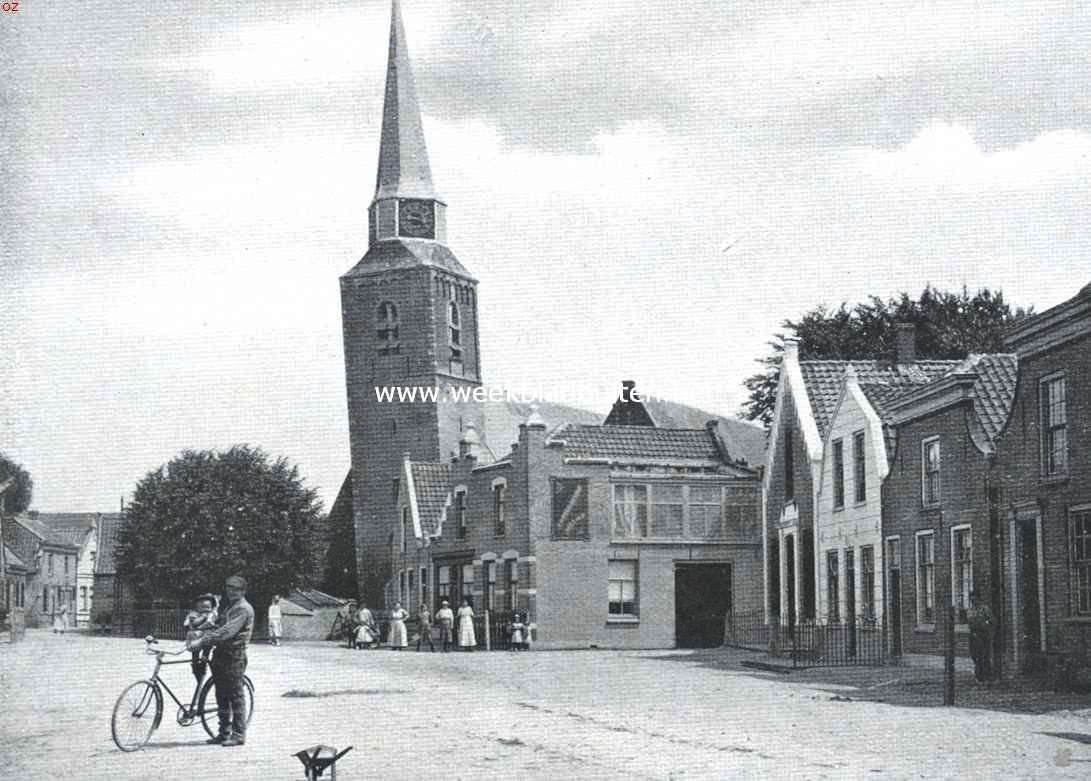 De verbrande kerk te Zuidland. De toren