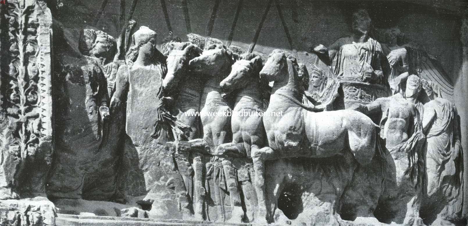 Het relief van het vierspan in den Titus-boog te Rome