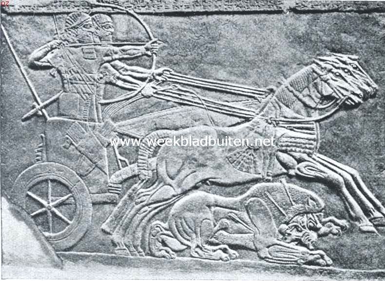 Assyrisch relief uit Nimrud, voorstelling van een leeuwenjacht