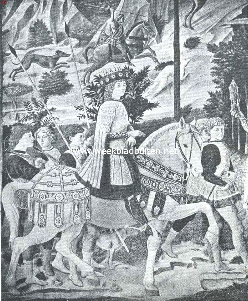 Het paard in de beeldende kunst. Gedeelte van het fresco in de huiskapel der Medici door Benozzo Gozzoli