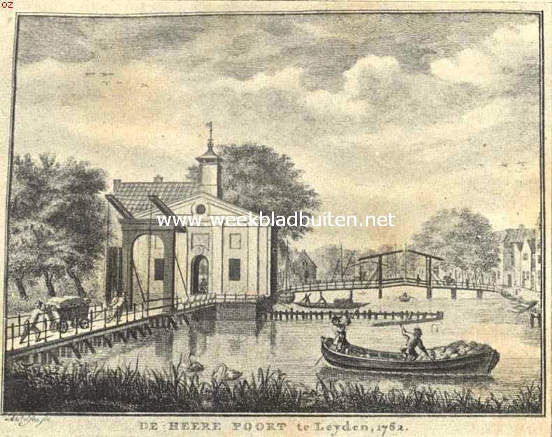 De poorten van Leiden. Het Heerenpoortje te Leiden, gebouwd in 1682, gesloopt in 1863. Naar de gravure in Van Mieris' kroniek