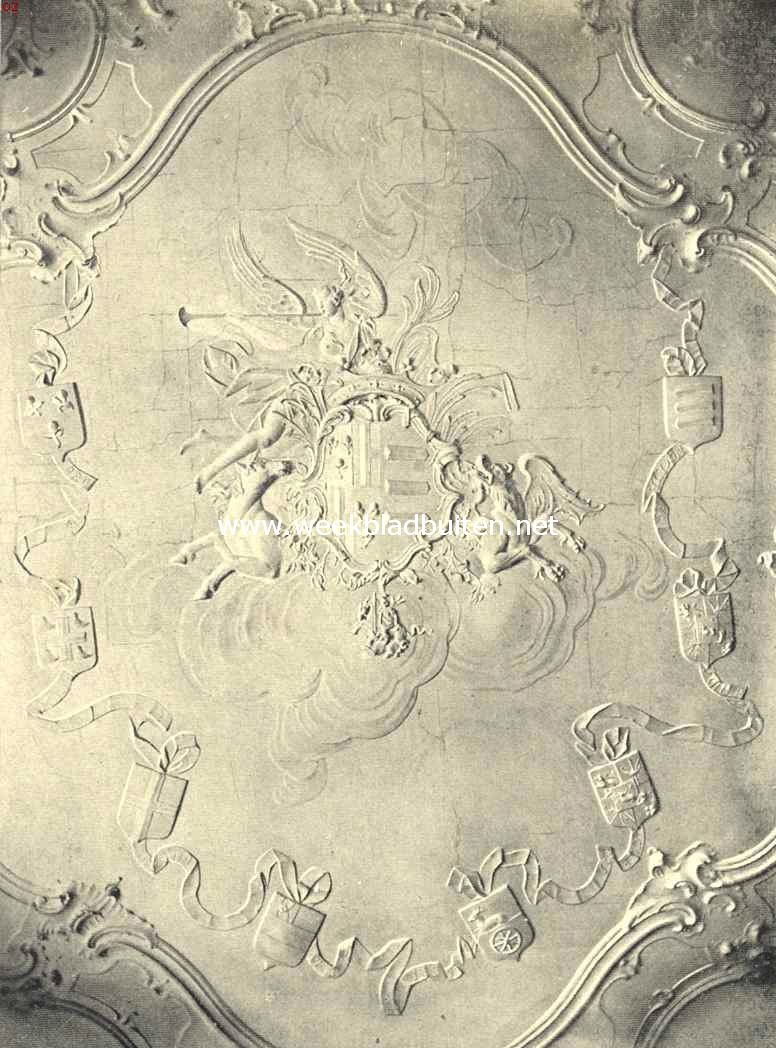 Het Huis ten Donck bij Bolnes. Plafond in de tuinkamer