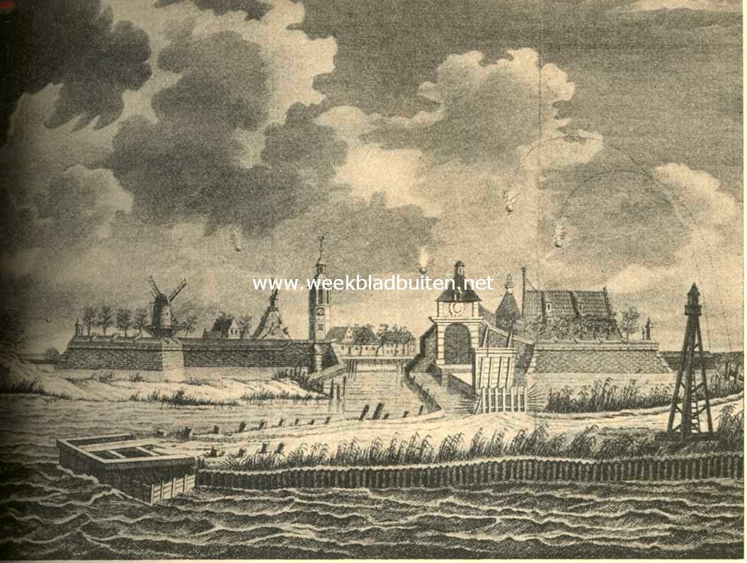 Gezicht op Willemstad van de zijde van de Buitensluis in 1793