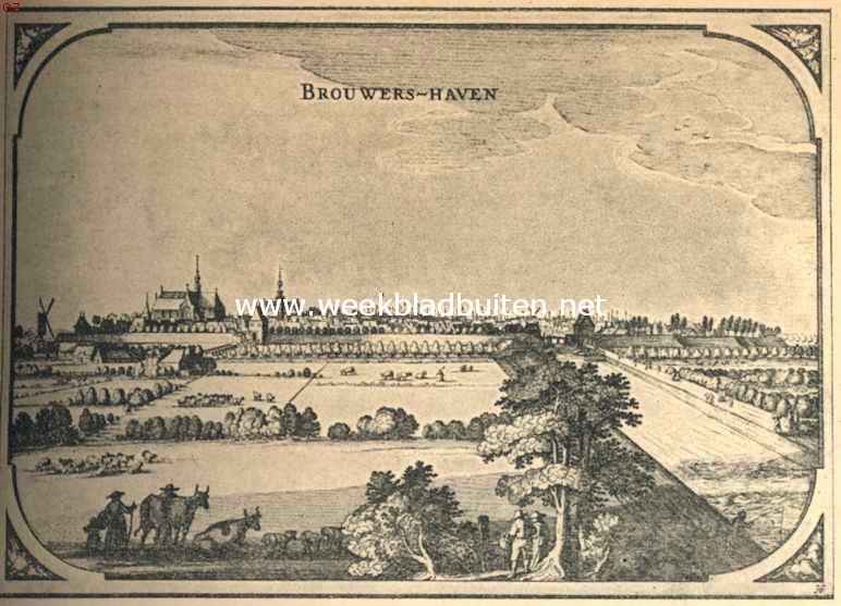 Brouwershaven. Gezicht op Brouwershaven omstreeks 1700, met het Stadhuis in zijn oude gedaante. Uit 