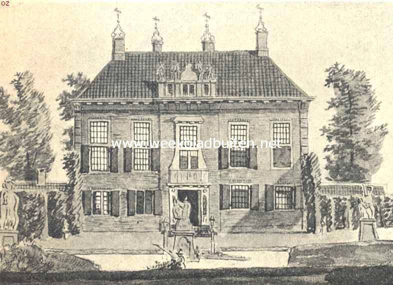 Nijenburg. Nijnenburg vr de moderniseering van den voorgevel. Naar de teekening in kleuren van J.A. Crescent (1811), in 't bezit der familie van Foreest