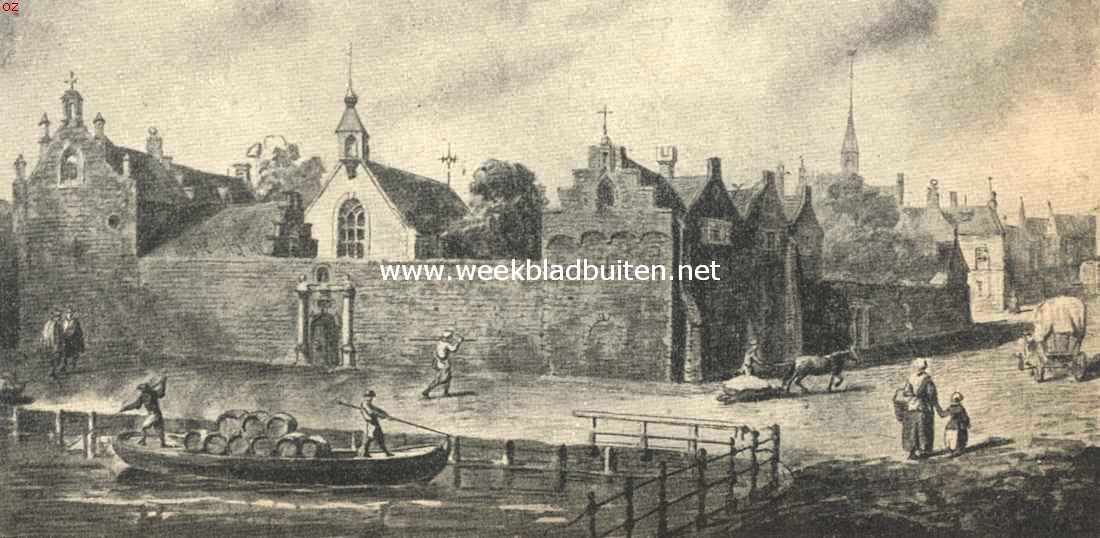 Verdwenen kloosters in Rotterdam. Karmelitessenklooster omstreeks 1550. Naar een teekening in het gemeente-archief te Rotterdam