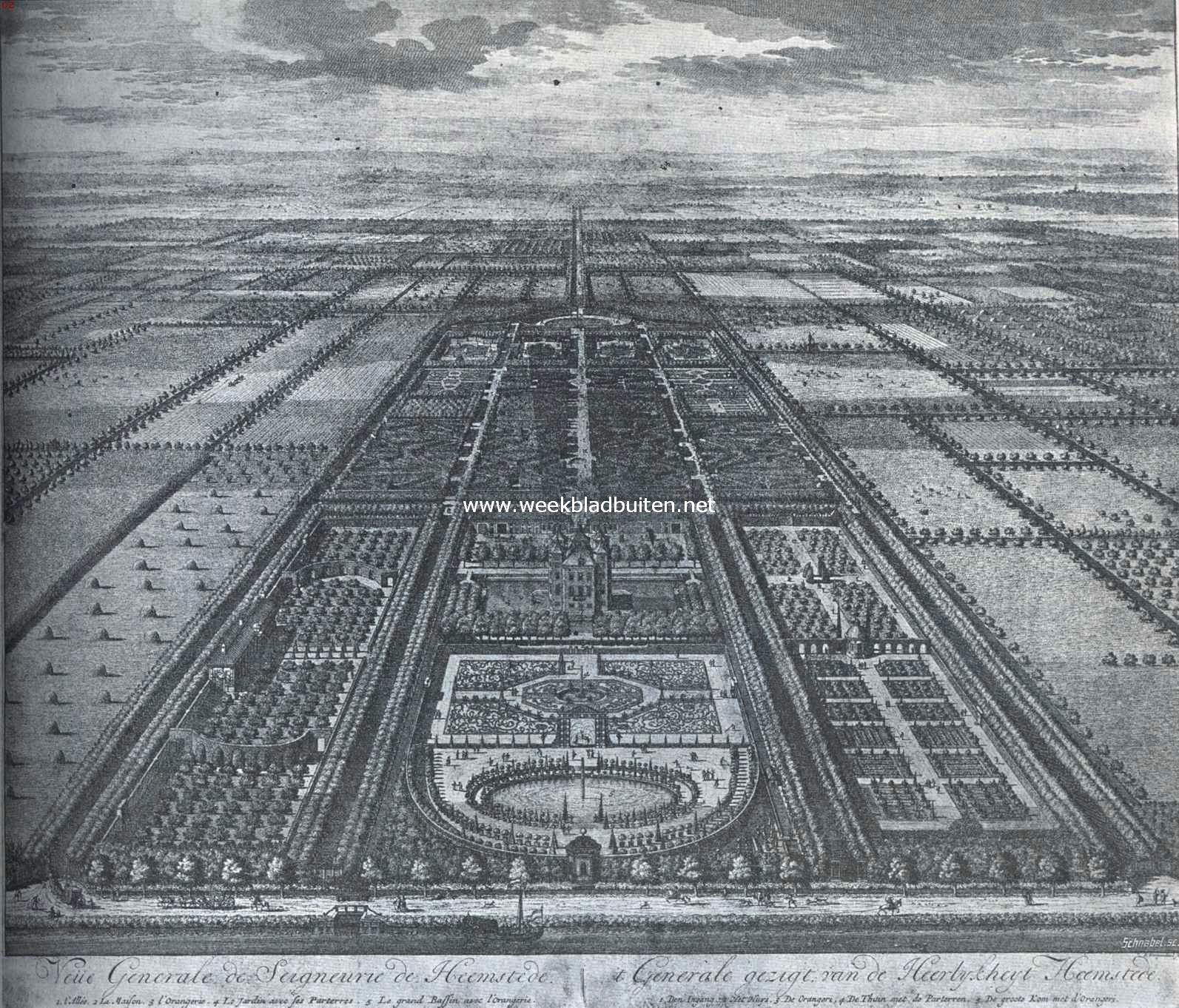 Het kasteel Heemstede bij Houten (Utr.). Het kasteel Heemstede met zijn tuinen in zijn glorietijd