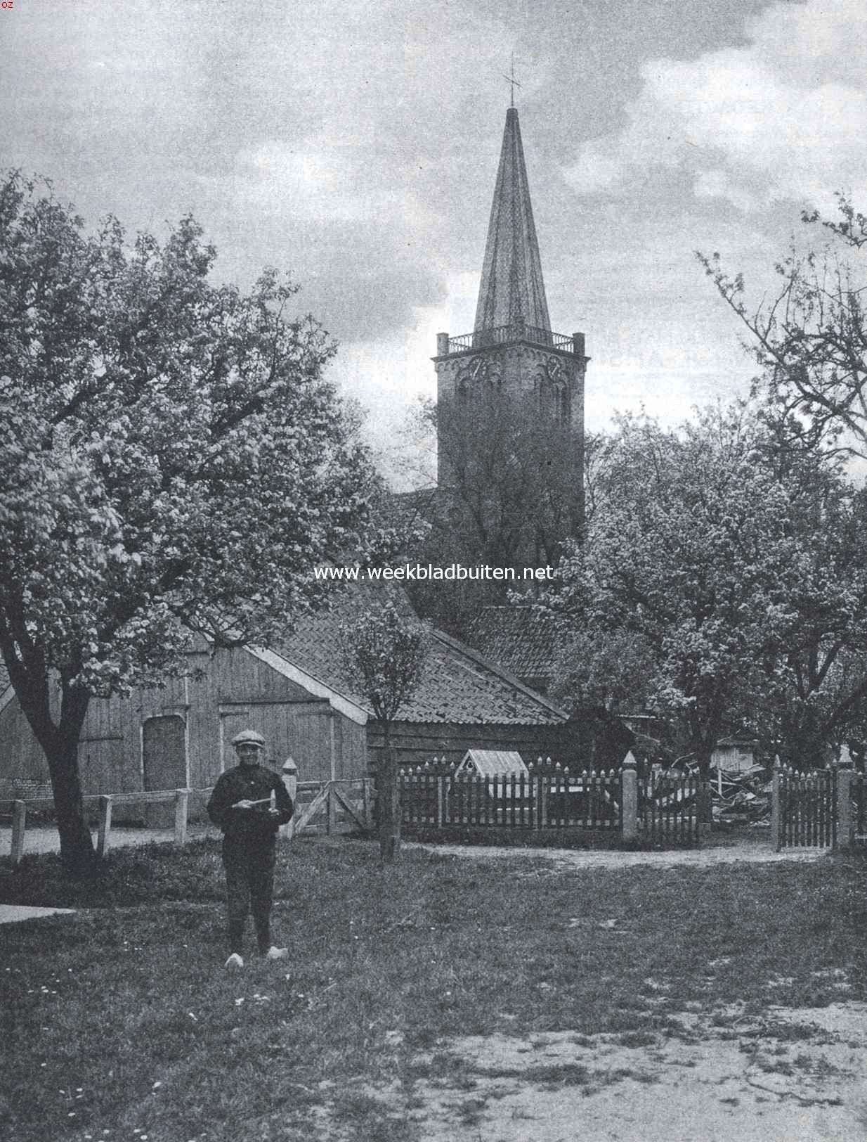 Een vruchtenparadijs. Kijkje op den kerktoren van Zwaag in den bloesemtijd