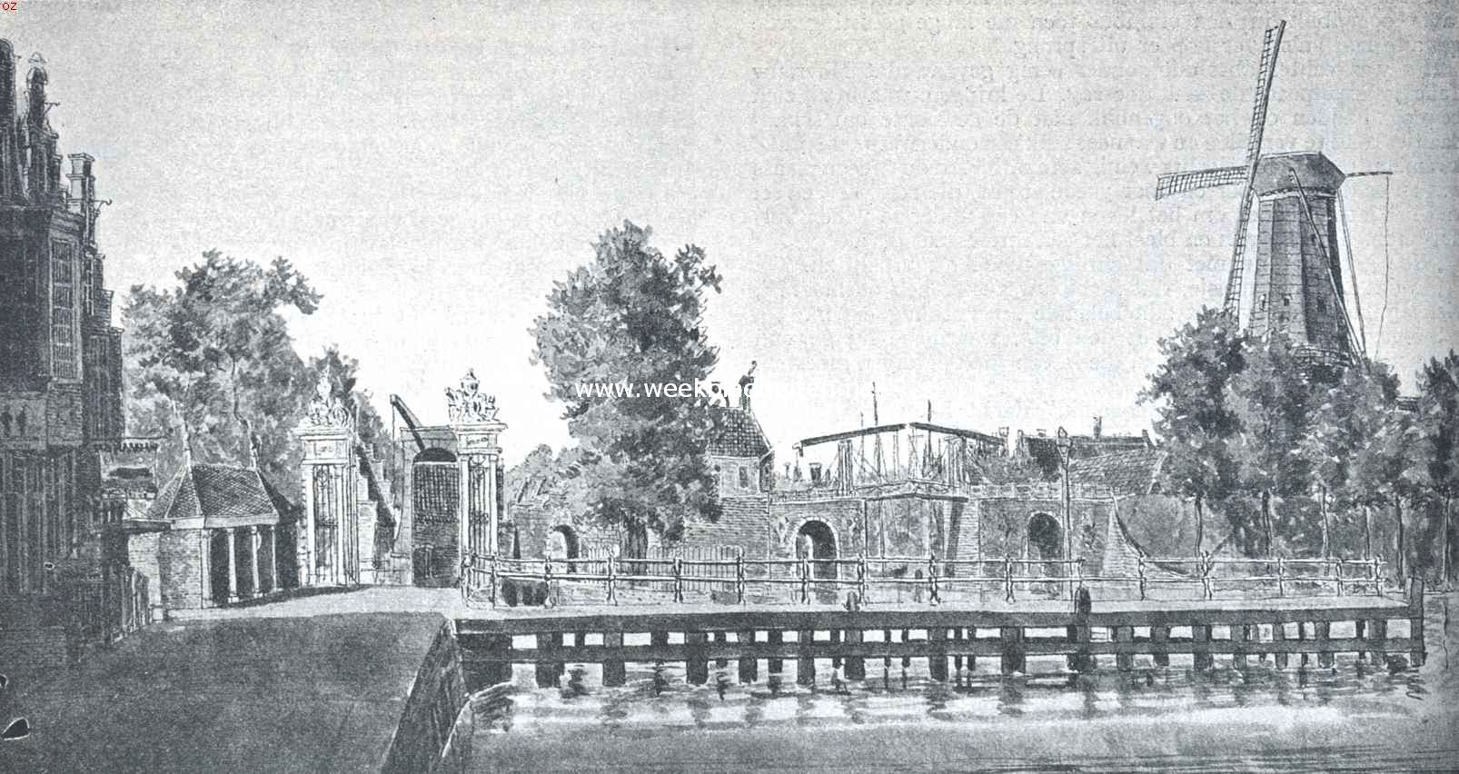 Alkmaar. Het Zeglis te Alkmaar bij de Boompoort en de Hooge Brug in 1809. Links de hamei der Boompoort met de leugenbank, geheel links de herberg 