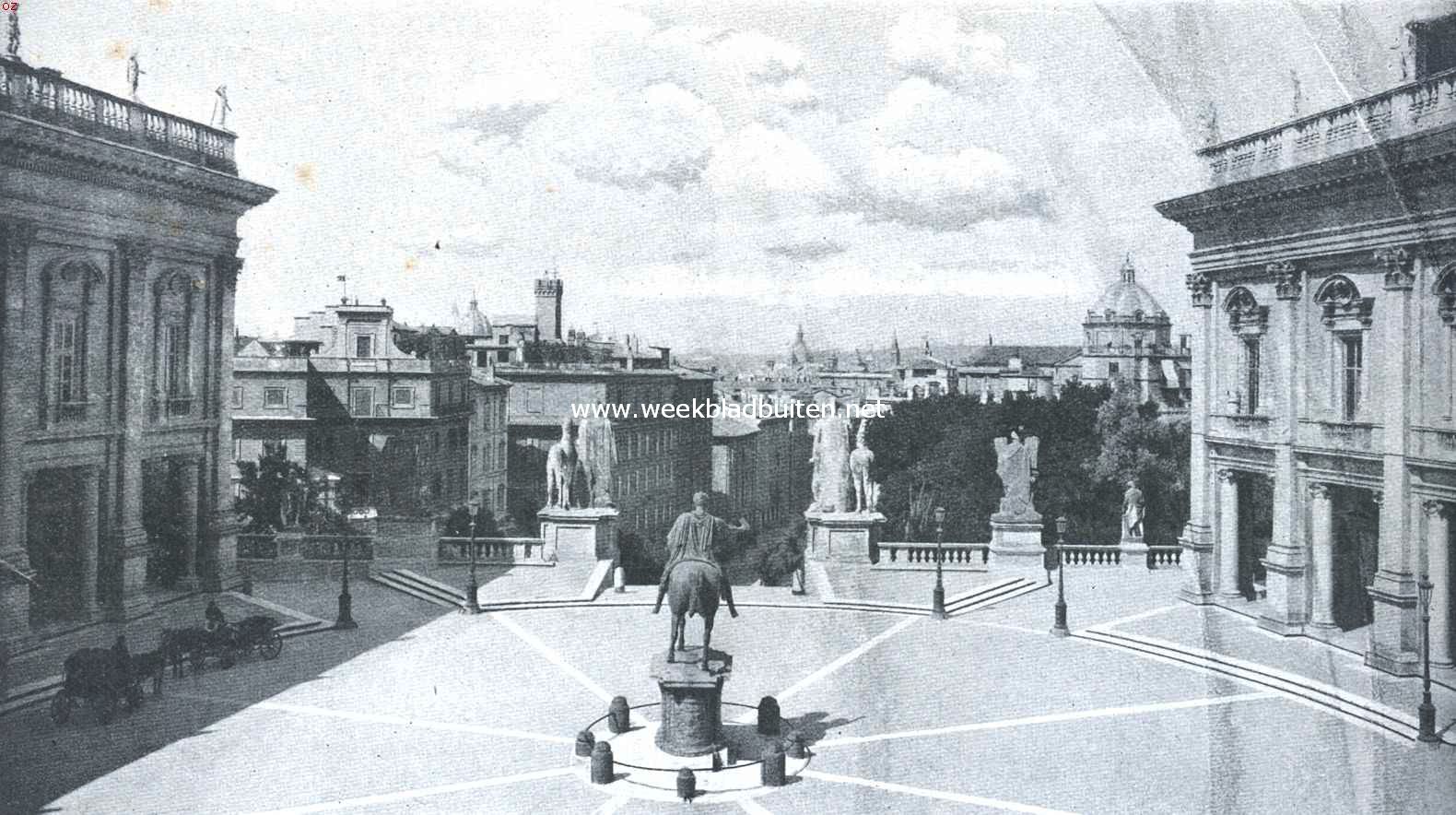 Pleinen en monumenten van Rome. Panorama van Rome, gezien van het Kapitoolplein