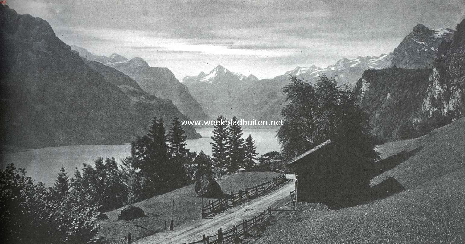 Het Vierwaldsttter-meer. Het Vierwaldstttermeer, van Seelisberg af gezien, bij het aanbreken van den dag