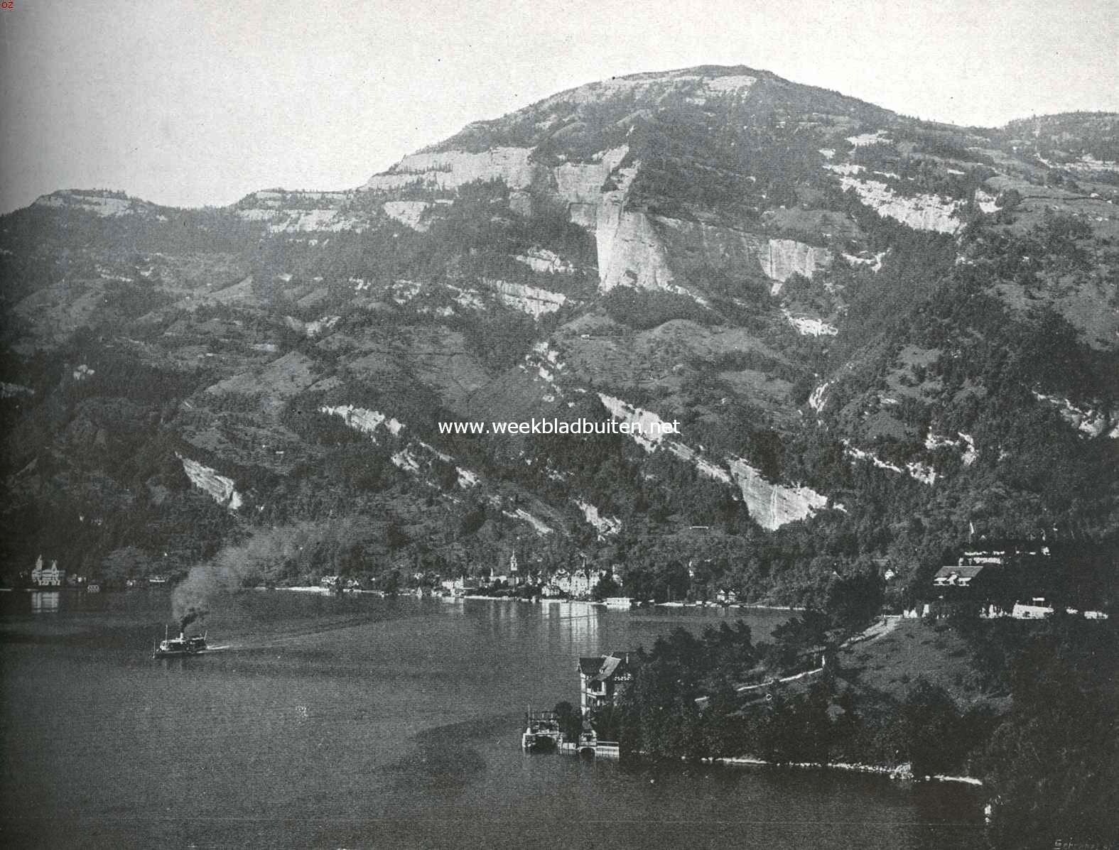 Het Vierwaldsttter-meer. Het Vierwaldsttter-meer bij Brunnen. Op den achtergrond de Rigi-Scheidegg