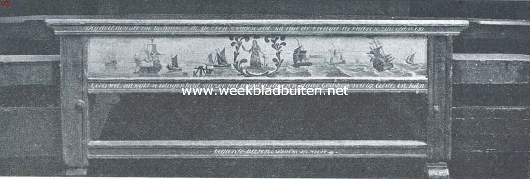 Merkwaardige baren in de Groote Kerk te Workum. Beschilderde doodbaar van het grootschippergilde (Ao 1806)