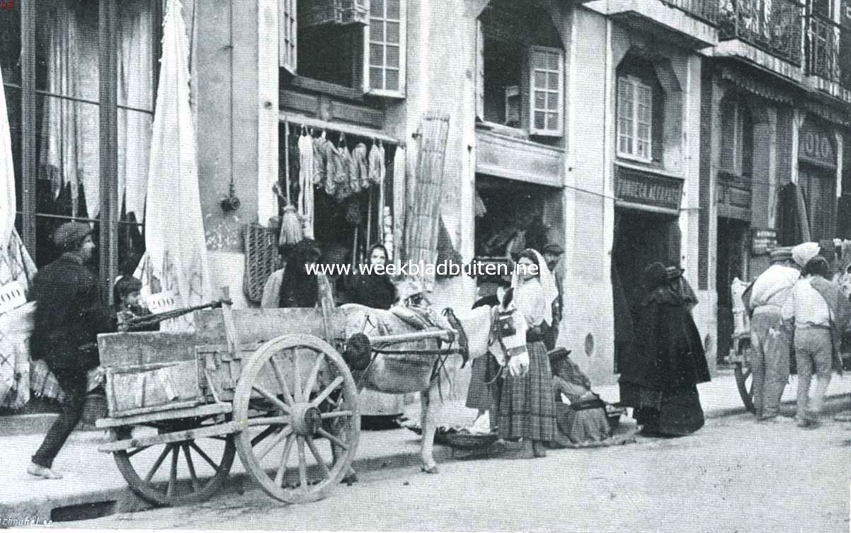 Reisindrukken uit Portugal. Straatleven te Lissabon (de Rua Dom Pedro IV)