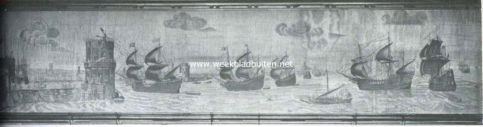 Het Stadhuis te Haarlem. Tapijt met voorstelling van de verovering van Damiate, in de voormalige Raadzaal