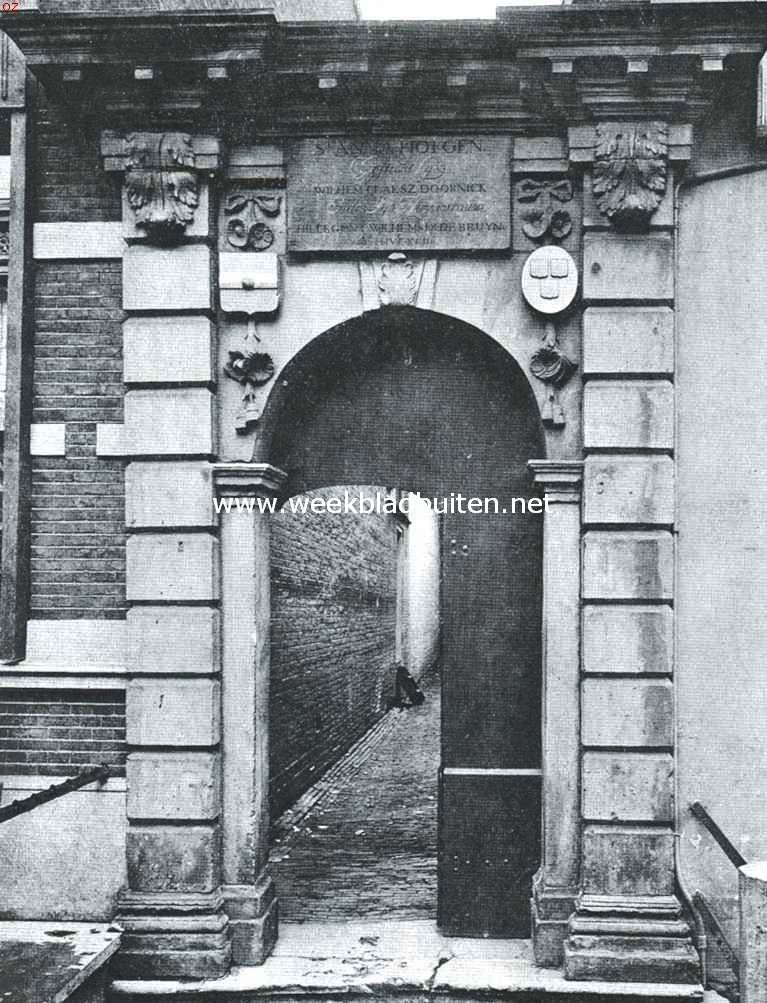 Leidsche Hofjes. Poort van het St. Annahofje