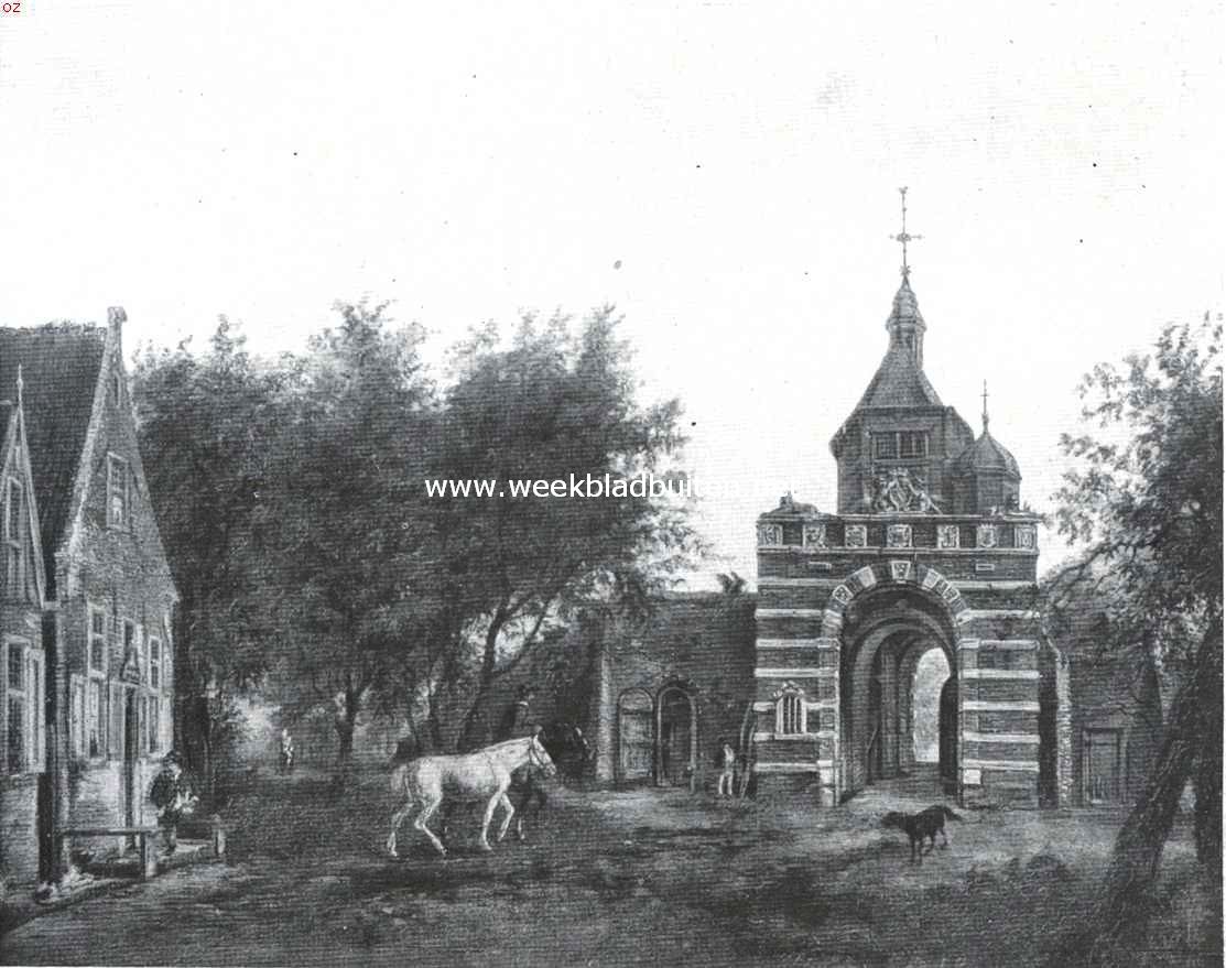 Edam's poorten. De Oosterpoort, binnenzijde. Naar de schilderij van H. Krumpelman