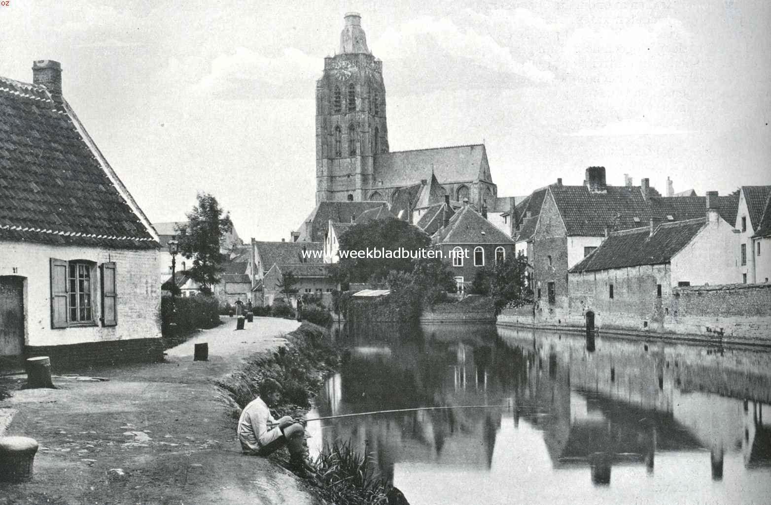 Oudenaarde. Smallendam te Ouderaarde, met gezicht op de St. Walburgakerk