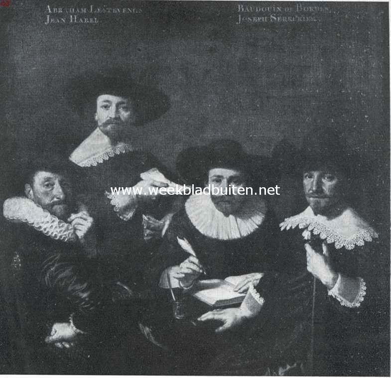 Het weeshuis van de Walen te Amsterdam. Een der fraaiste regentenstukken in het weeshuis. De regenten van 1637. Naar de schilderij van Batholomeus van der Helst
