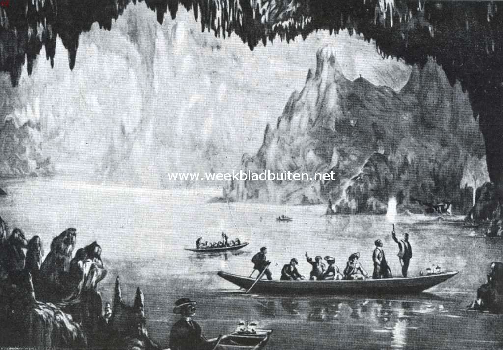 Het wonder der Ardennen. Het meer van inscheping in de grot van Han