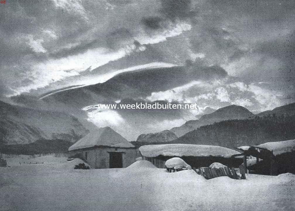 Sombere wintermorgen bij St. Moritz