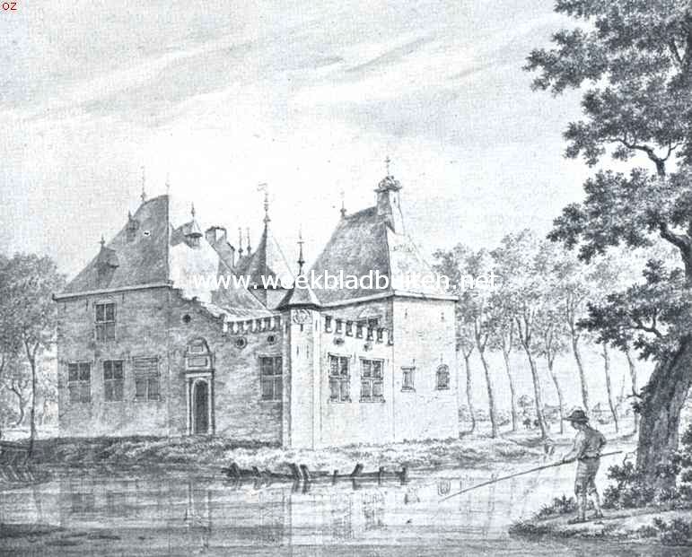 Het kasteel Develstein, voorzijde. Naar een teekening in het archief te Dordrecht