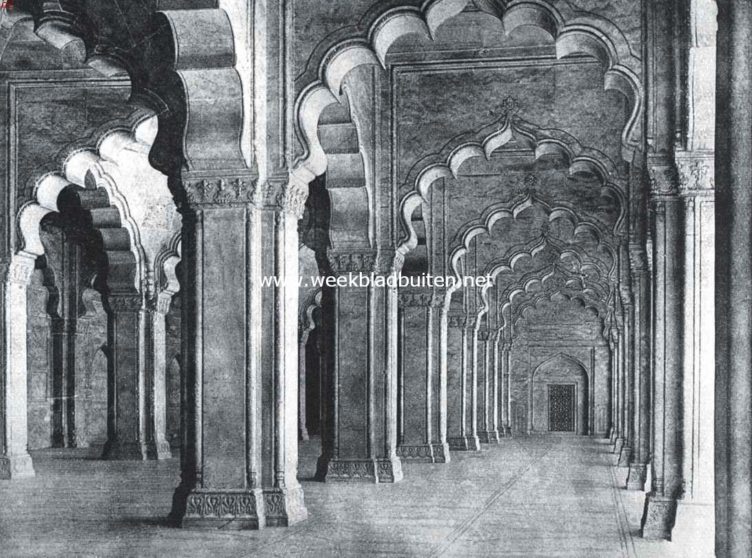 Indische steden. De Parelmoskee te Agra, van binnen