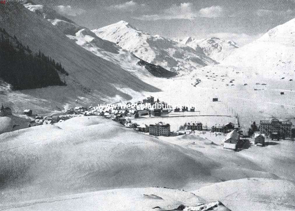 Een herinnering aan den winter, die voorbij is. Panorama van Andermatt