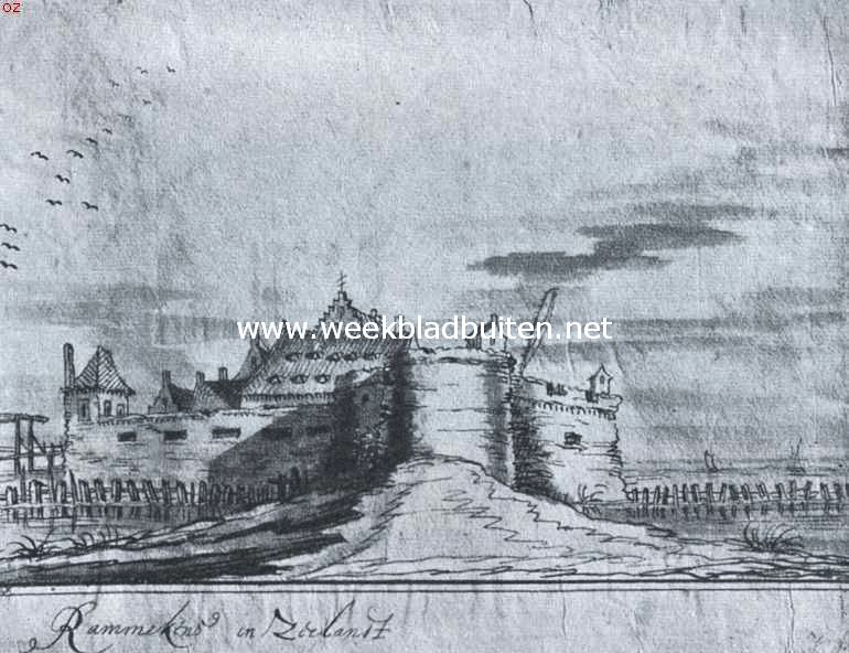 Het kasteel Rammekens omstreeks 1600. Naar de teekening in de verzameling 
