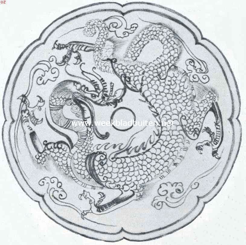 Japansche spiegels. Spiegels met afbeelding van den drievingerigen draak