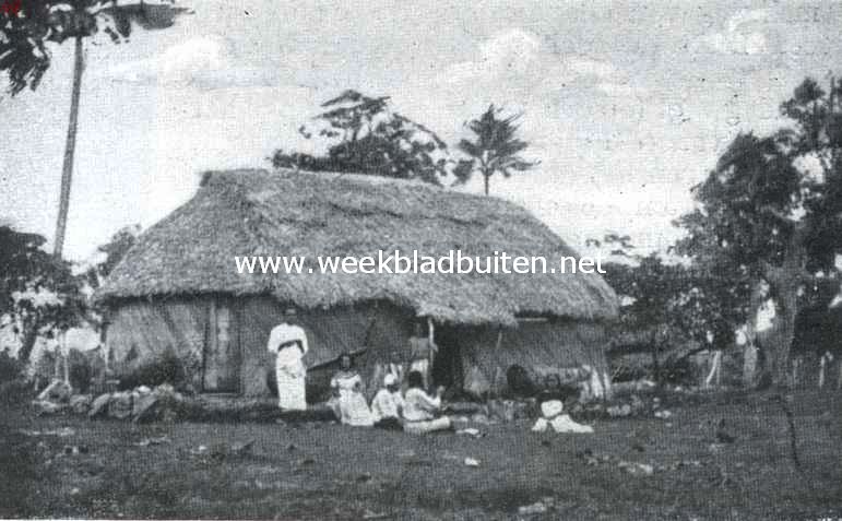 Eilandjes in den Grooten Oceaan. Huis van de Tonga-groep
