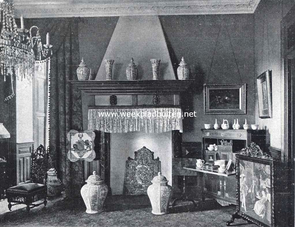 Het kasteel Rhijnestein. Kijkje in den salon