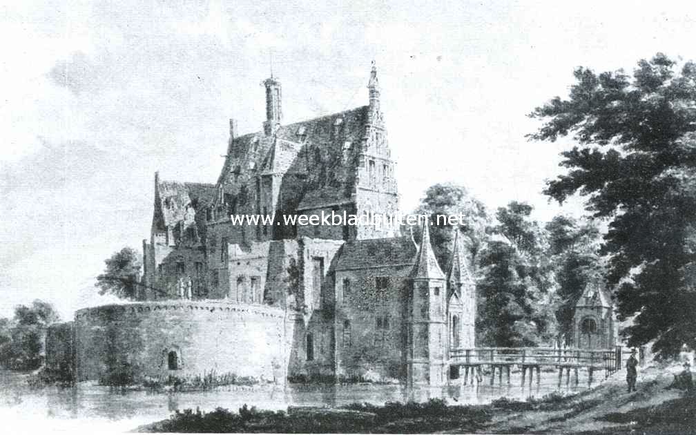 Het voormalig kasteel Groot-Poelgeest. Naar de teekening van A. de Haen in het gemeentearchief te Leiden