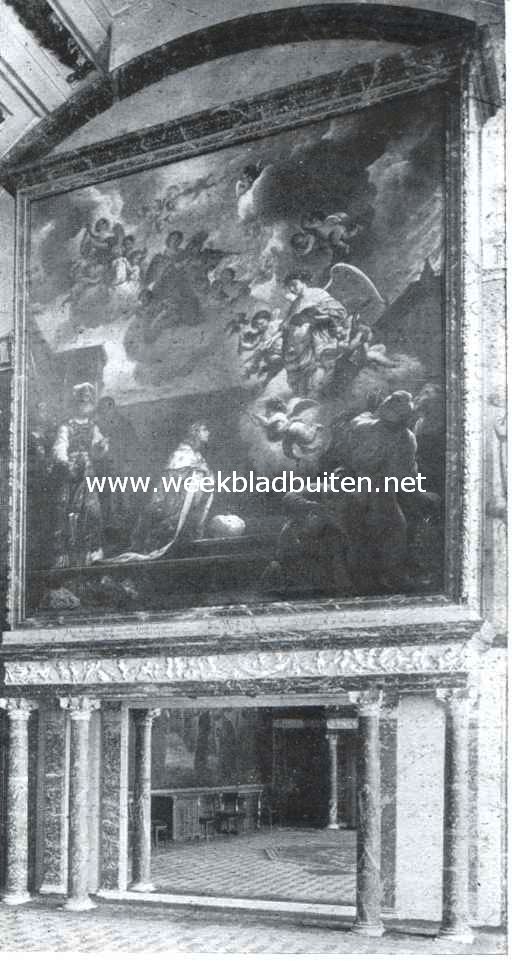 Het Amsterdamsche Stadhuis-Paleis. De noordelijke schouw, met het schilderstuk van Govert Flinck, Salomo's Offerande en Gebed om Wijsheid