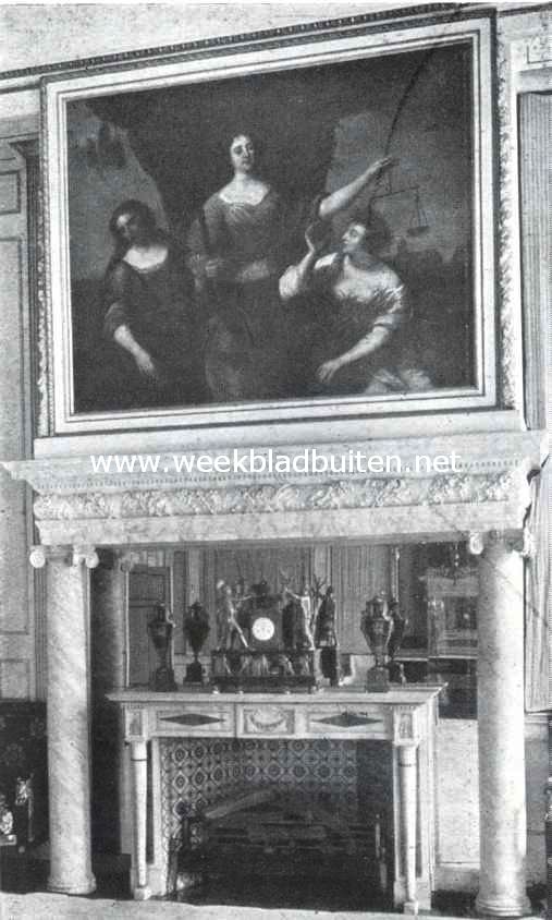 Het Amsterdamsche Stadhuis-Paleis. Schouw in de kamer van de Schepenen-Extraordinaris