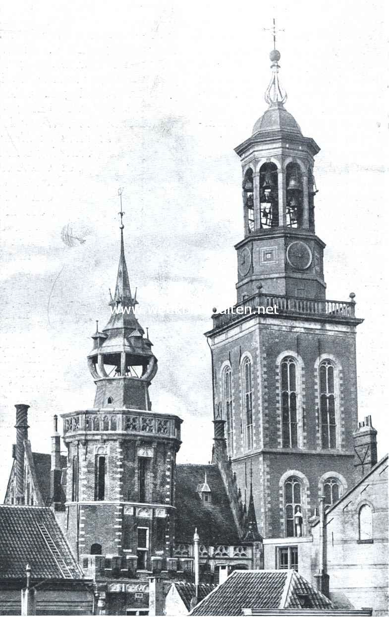 Gezicht op de schepentoren van het oude raadhuis te Kampen, en den 
