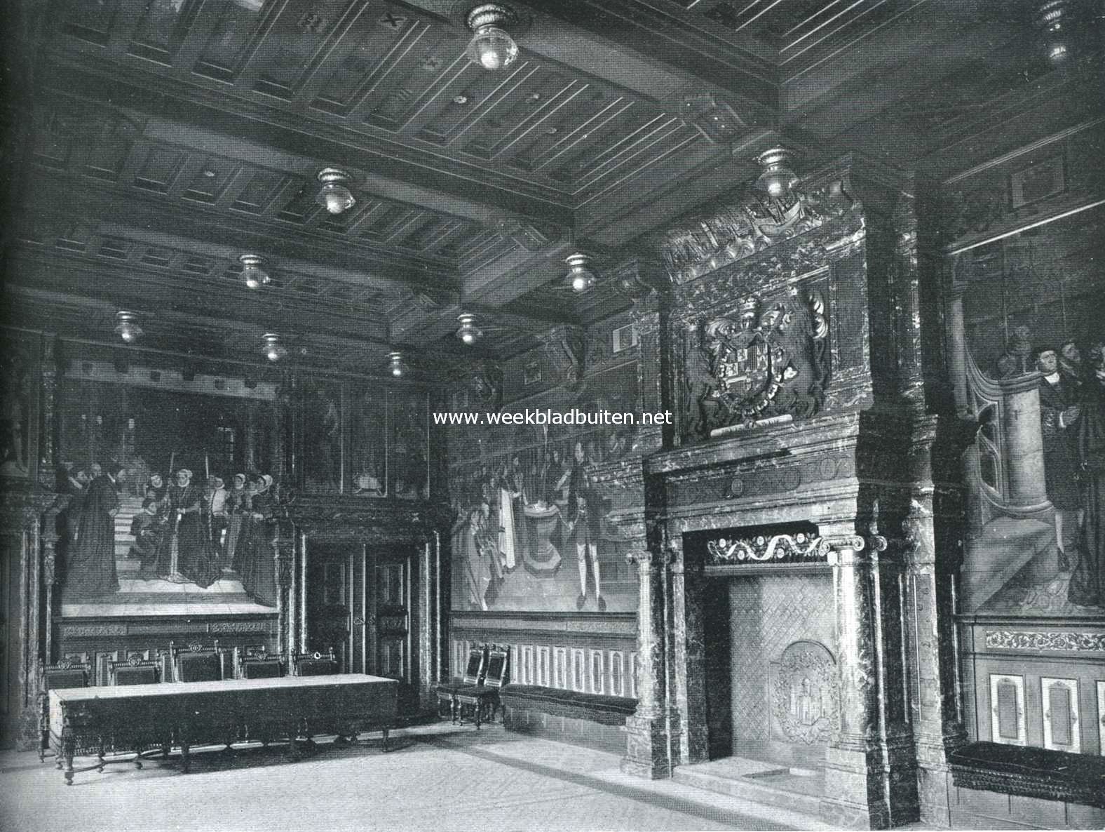 Het Antwerpsch Stadhuis. Leyszaal in het Stadhuis te Antwerpen
