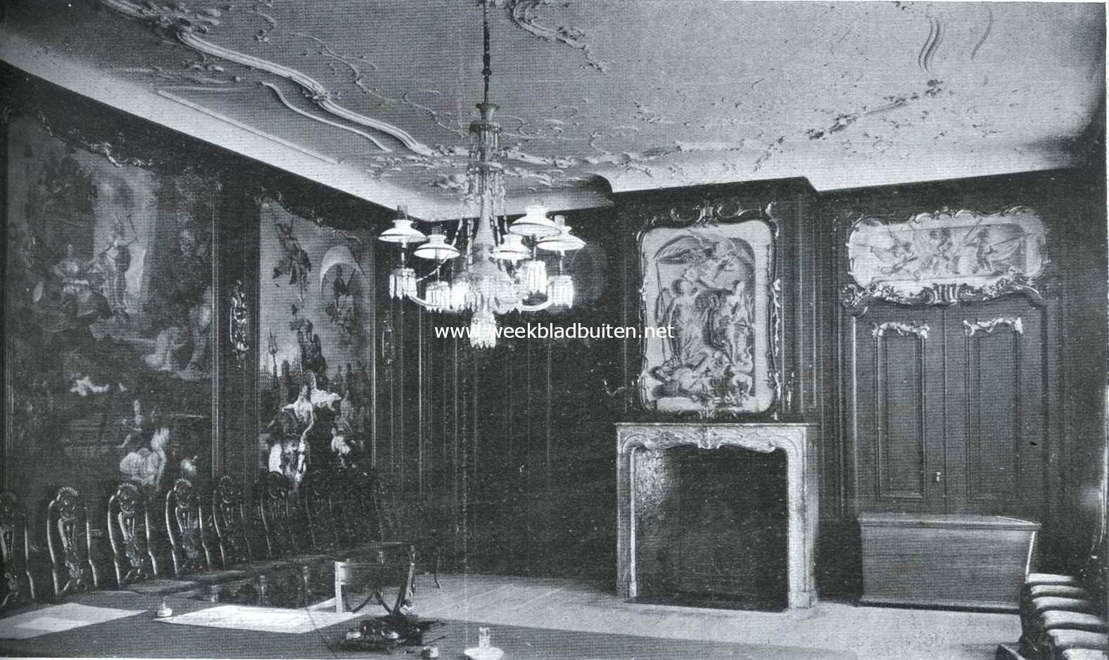 Oostelijk gedeelte van de v.m. vroedschapszaal in het stadhuis te Dokkum, thans trouwzaal