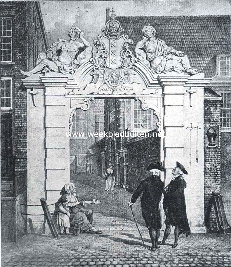 Het Gasthuispoortje in de 18de eeuw. Naar de teekening in kleuren van P.H. Schouten in het Museum Fodor