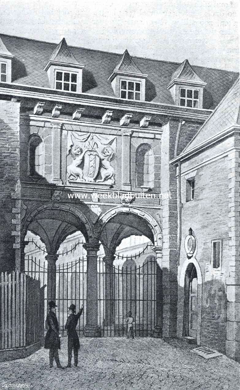 De drie Beurzen van Koophandel te Amsterdam. Poort van de eerste Koopmansbeurs aan de zijde van den Vijgendam