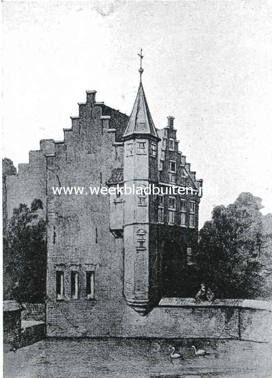 Het Binnenhof. De achterste poort van den hove, aan de oostelijke vijverkant, afgebroken in 1636