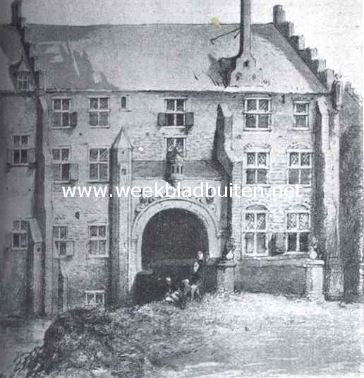 Het Binnenhof. De Middenpoort, later Stadhouderspoort  geheeten, aan de zijde van het Buitenhof, omstreeks 1600