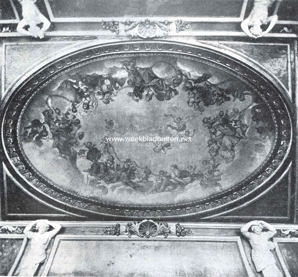 Het Binnenhof. Koepelgewelf in de Trves-zaal, met symbolische schildering van de Eendracht der Zeven Provincin