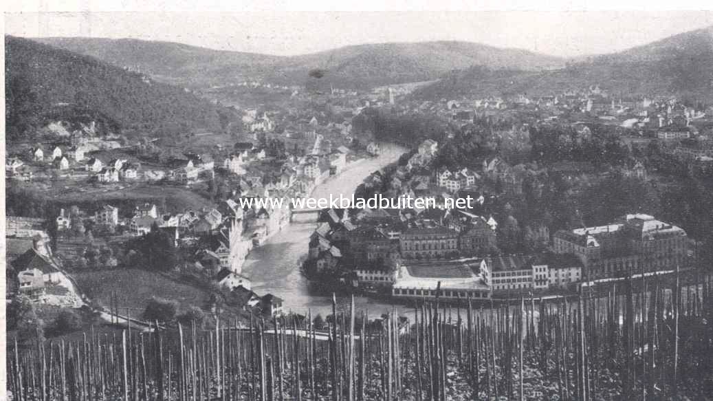 Het stille stadje. Gezicht op Baden in Zwitserland