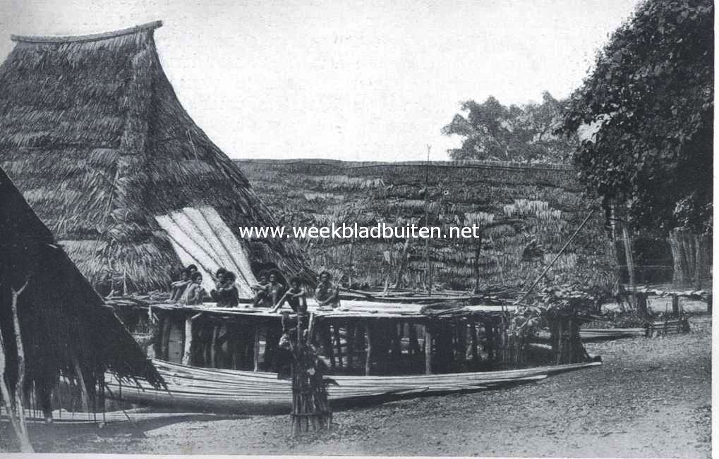 Dorpsgezicht, oost Nieuw-Guinea