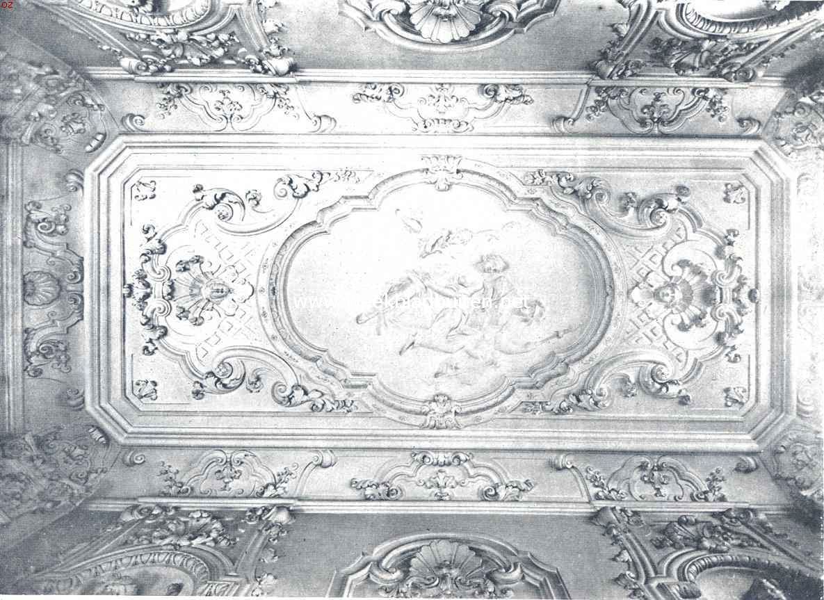 Amsterdamsche grachtpaleizen. Stucplafond in het voorhuis van het huis Heerengracht 475
