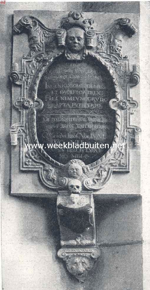 De oude Sint Bavokerk te Haarlem. Grafgedenkteeken tegen een der pijlers in de St. Bavokerk