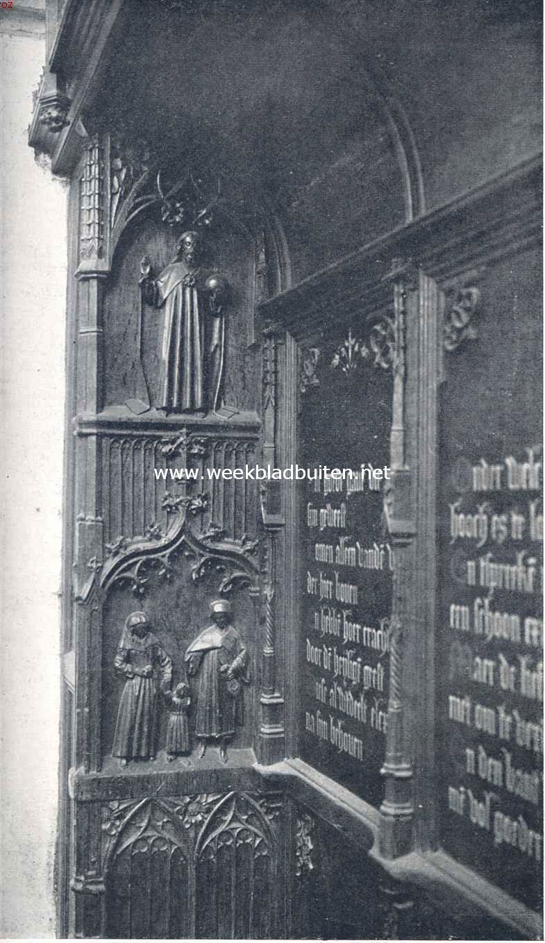 De oude Sint Bavokerk te Haarlem. De St. Bavokerk te Haarlem. Dtail van de H. Geestbank