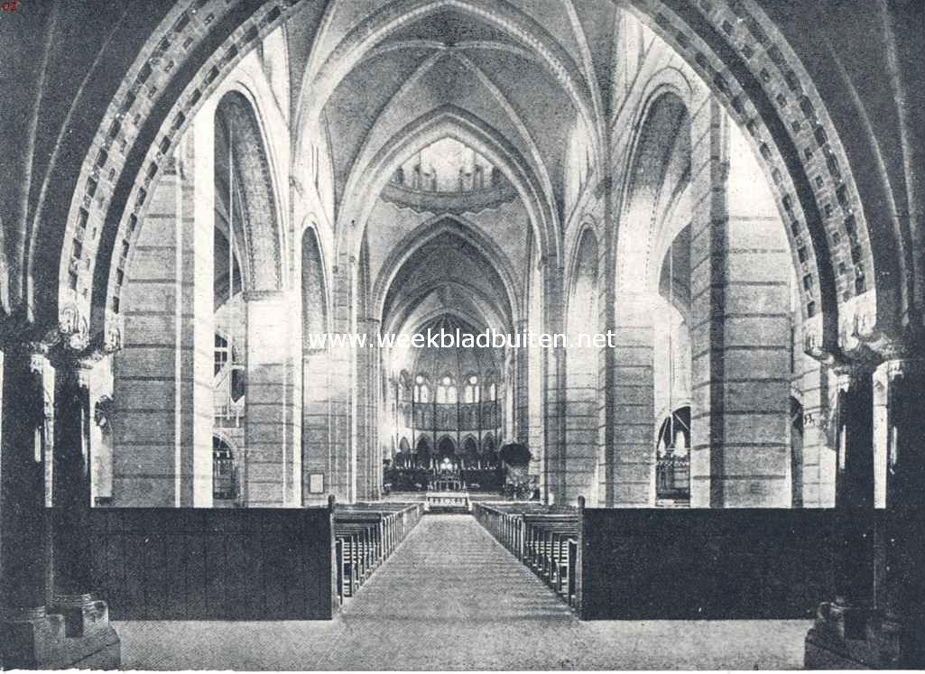 De nieuwe Sint Bavokerk te Haarlem. Het middenschip